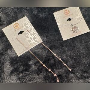 Giani Bernini Silver and Gold Tree Pendant Necklace and 18k RG CZ earrings